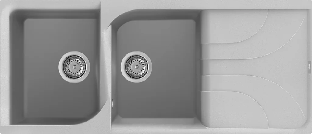 foto del prodotto lavello ego 500 116x50 2 vasche gocciolatoio aluminium 79