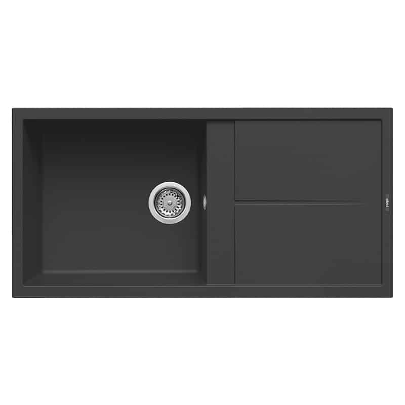 foto del prodotto lavello elleci incasso 1 vasca 100x50 unico 480 granitek nero lgu48040