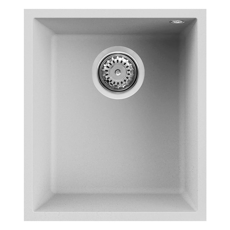 foto del prodotto lavello elleci incasso 1 vasca 38x44 quadra 100 sottotop granitek bianco lgq10068bso