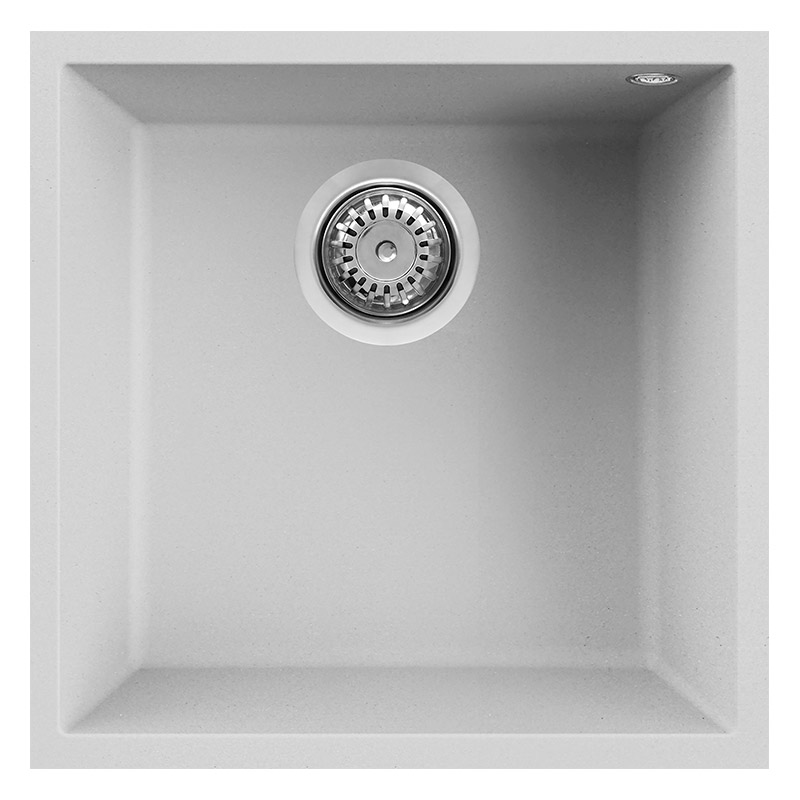 foto del prodotto lavello elleci incasso 1 vasca 44x44 quadra 102 sottotop granitek bianco lgq10268bso