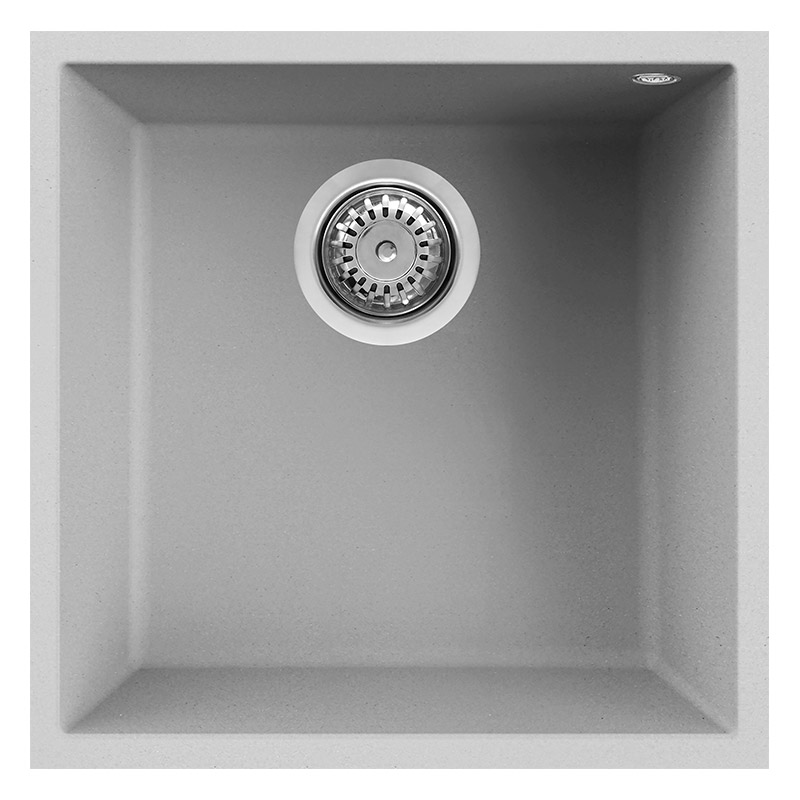 foto del prodotto lavello elleci incasso 1 vasca 44x44 quadra 102 sottotop metaltek grigio aluminium lmq10279bso