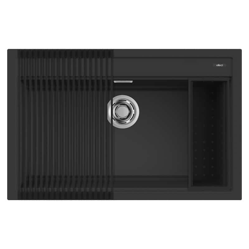 foto del prodotto lavello elleci incasso 1 vasca 79x51 best 130 bundle granitek nero lgb13040k2