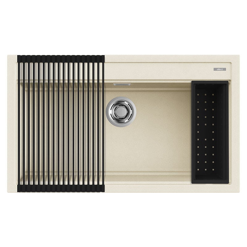 foto del prodotto lavello elleci incasso 1 vasca 86x51 best 360 bundle granitek bianco antico lgb36062k2