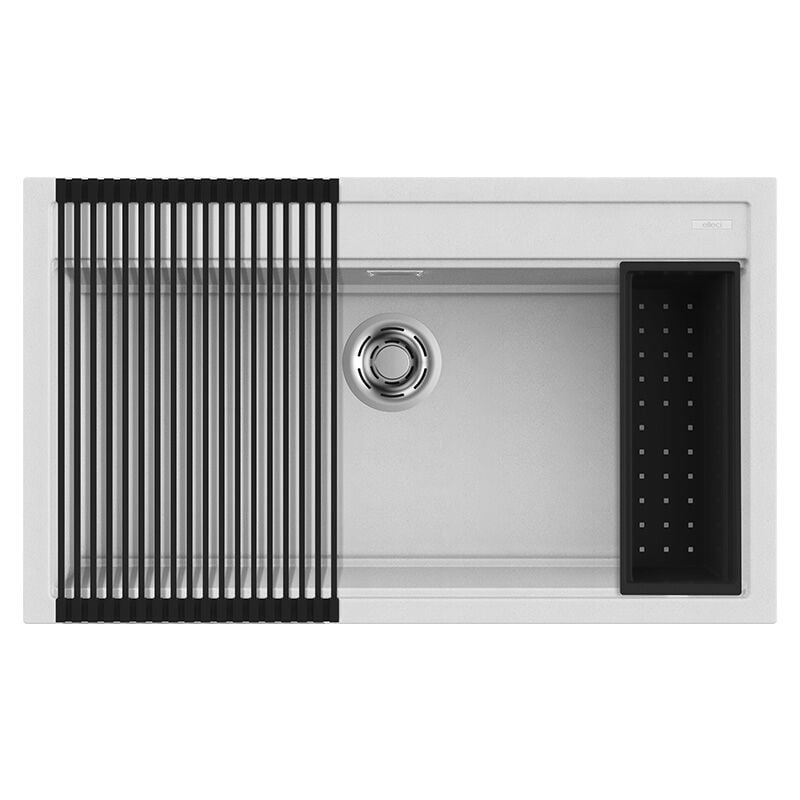 foto del prodotto lavello elleci incasso 1 vasca 86x51 best 360 bundle granitek bianco lgb36068k2