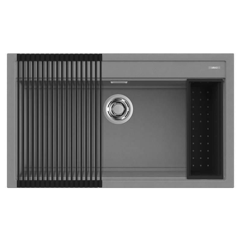 foto del prodotto lavello elleci incasso 1 vasca 86x51 best 360 bundle metaltek grigio titanium lmb36073k2