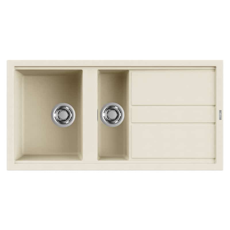 foto del prodotto lavello elleci incasso 2 vasche 100x51 best 475 granitek bianco antico lgb47562