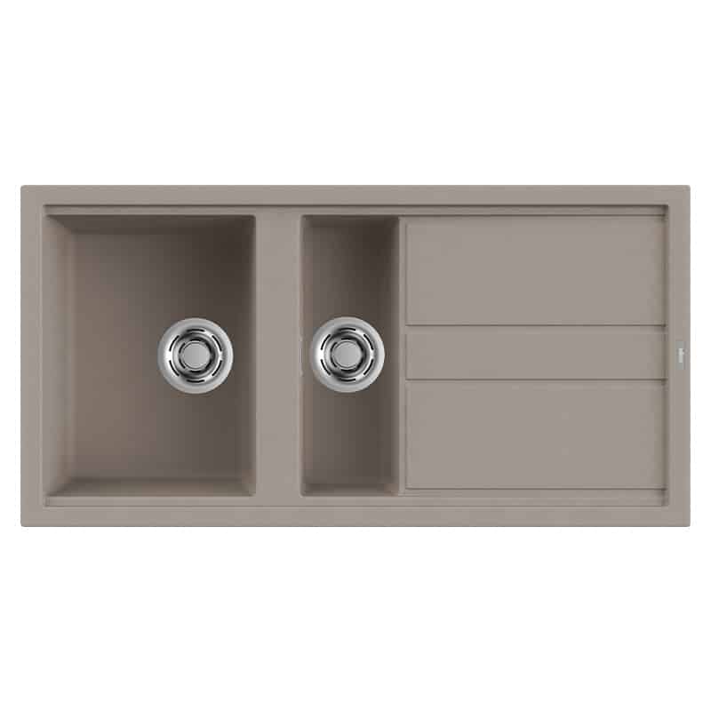 foto del prodotto lavello elleci incasso 2 vasche 100x51 best 475 granitek grigio tortora lgb47543