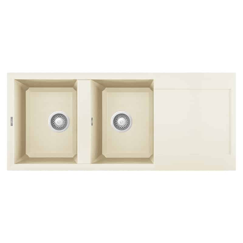 foto del prodotto lavello elleci incasso 2 vasche 116x50 easy 500 granitek bianco antico lgy50062
