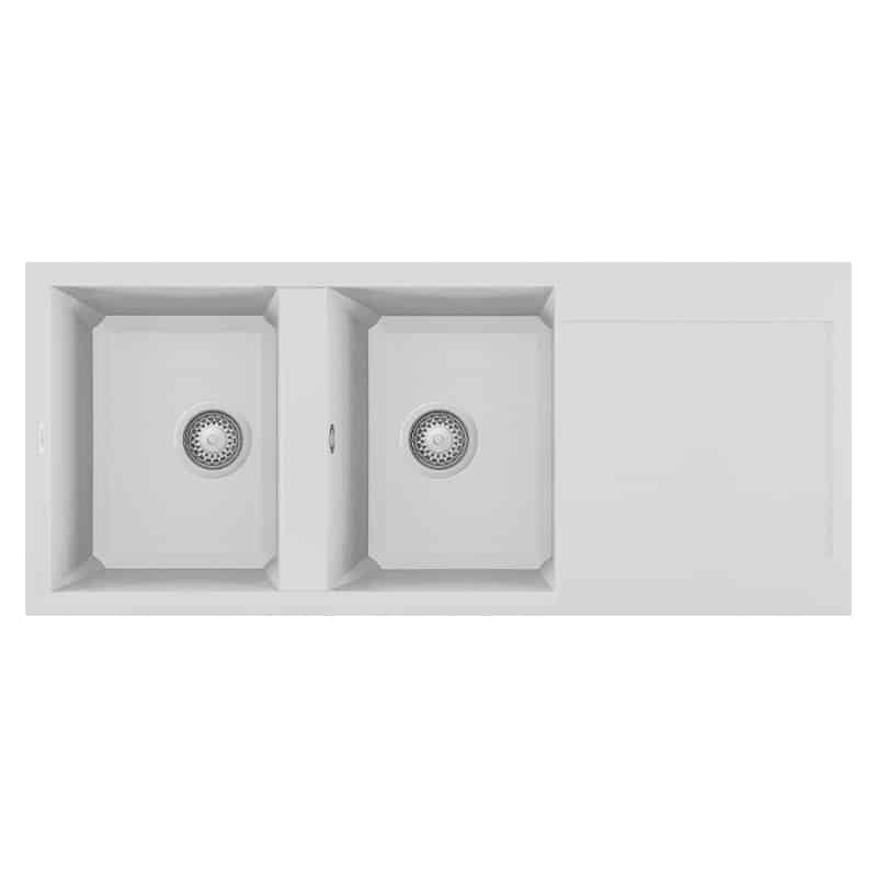 foto del prodotto lavello elleci incasso 2 vasche 116x50 easy 500 granitek bianco lgy50068