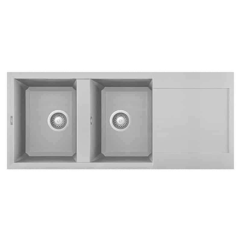 foto del prodotto lavello elleci incasso 2 vasche 116x50 easy 500 metaltek grigio aluminium lmy50079