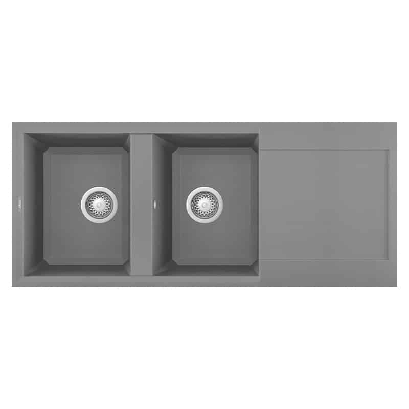 foto del prodotto lavello elleci incasso 2 vasche 116x50 easy 500 metaltek grigio titanium lmy50073