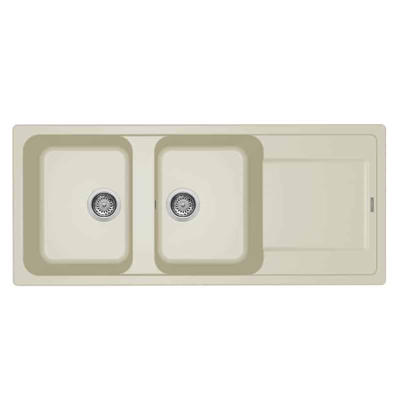 foto del prodotto lavello elleci incasso 2 vasche 116x50 life 500 granitek bianco antico lg250062
