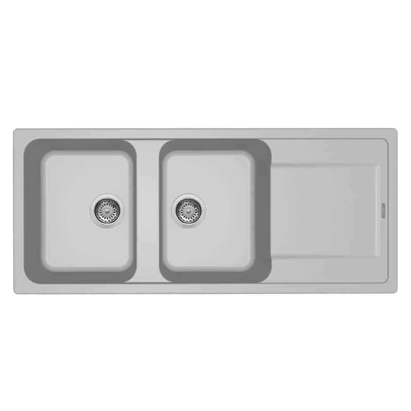 foto del prodotto lavello elleci incasso 2 vasche 116x50 life 500 granitek grigio aluminium lm250079