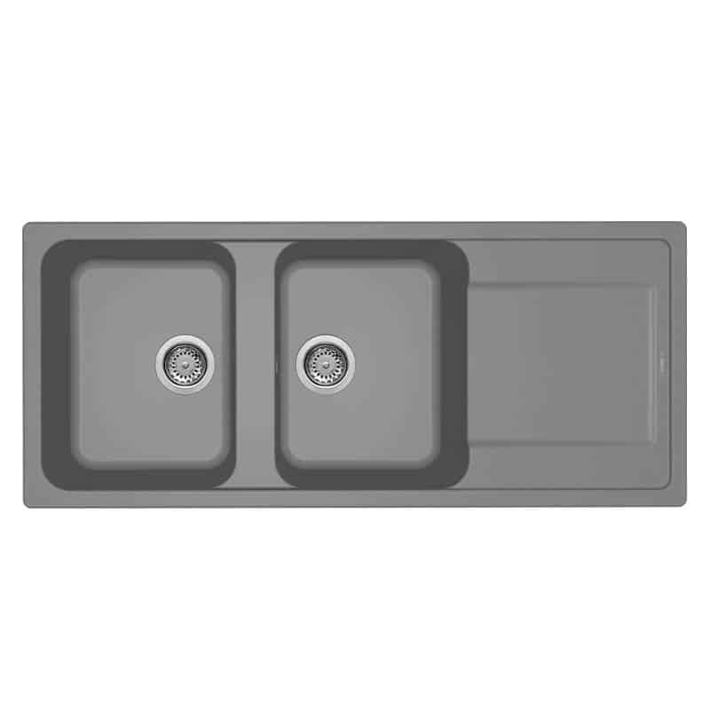 foto del prodotto lavello elleci incasso 2 vasche 116x50 life 500 granitek grigio titanium lm250073