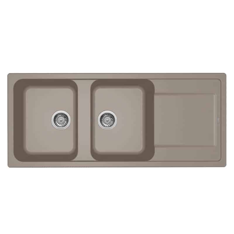 foto del prodotto lavello elleci incasso 2 vasche 116x50 life 500 granitek grigio tortora lg250043