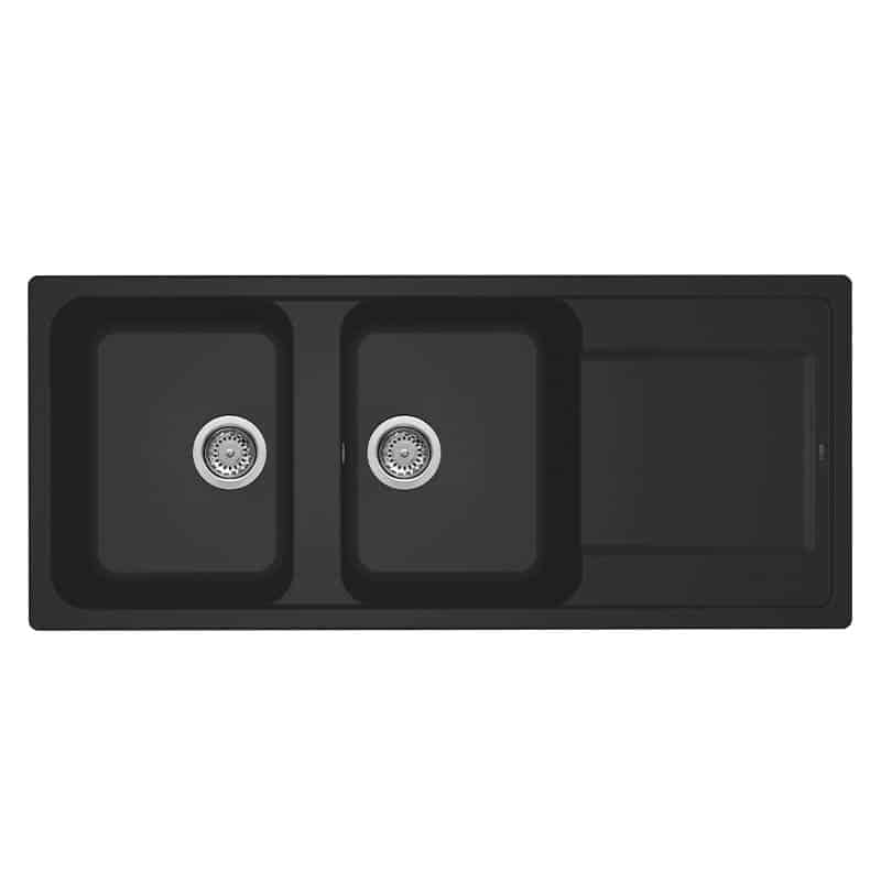 foto del prodotto lavello elleci incasso 2 vasche 116x50 life 500 granitek nero lg250040
