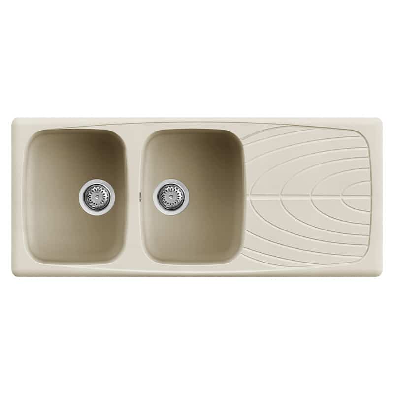 foto del prodotto lavello elleci incasso 2 vasche 116x50 master 500 granitek bianco antico lgm50062