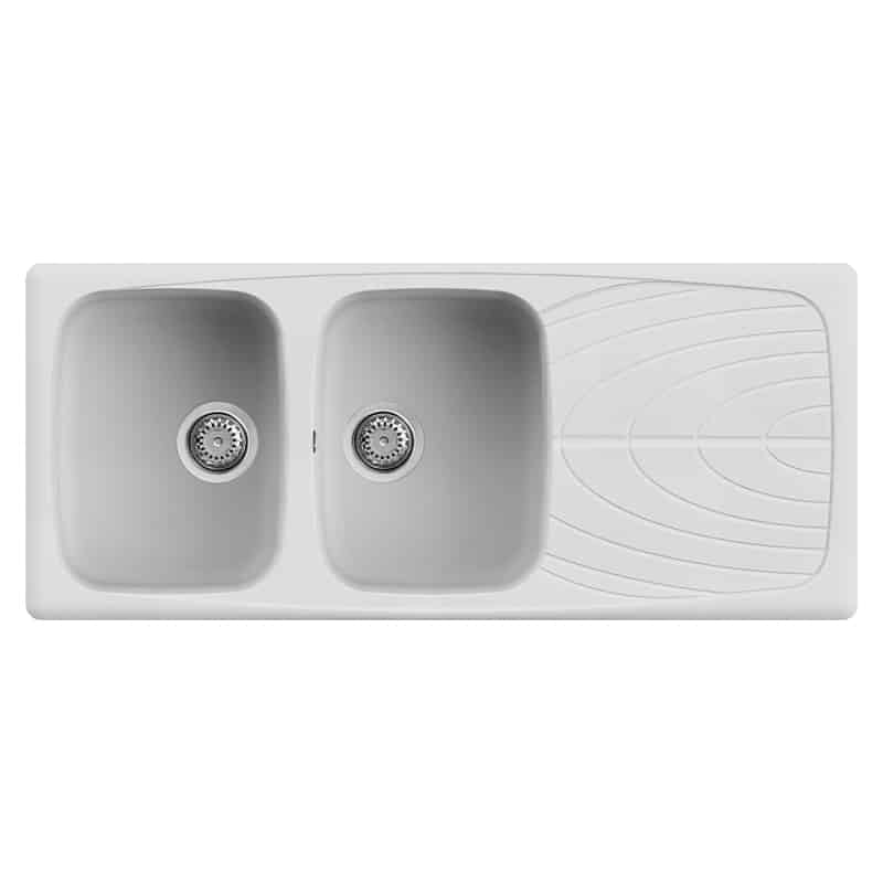 foto del prodotto lavello elleci incasso 2 vasche 116x50 master 500 granitek bianco lgm50068