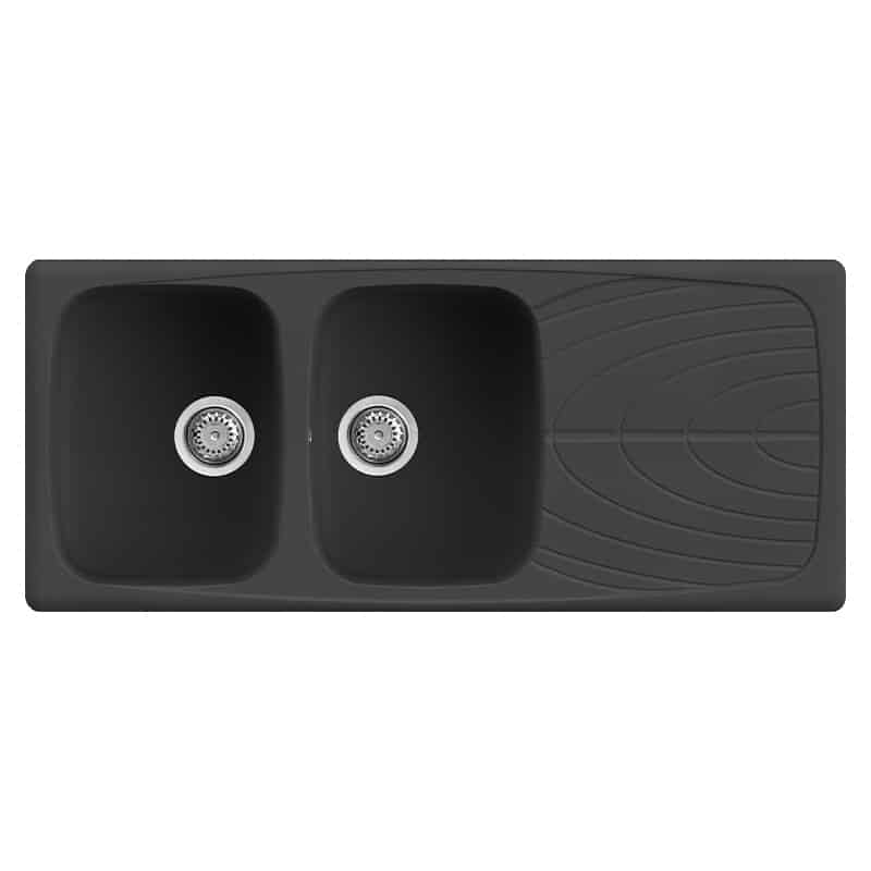 foto del prodotto lavello elleci incasso 2 vasche 116x50 master 500 granitek nero lgm50040