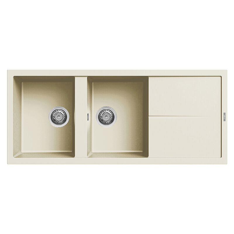 foto del prodotto lavello elleci incasso 2 vasche 116x50 unico 500 granitek bianco antico lgu50062