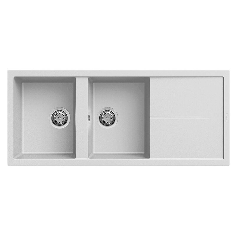 foto del prodotto lavello elleci incasso 2 vasche 116x50 unico 500 granitek bianco lgu50068