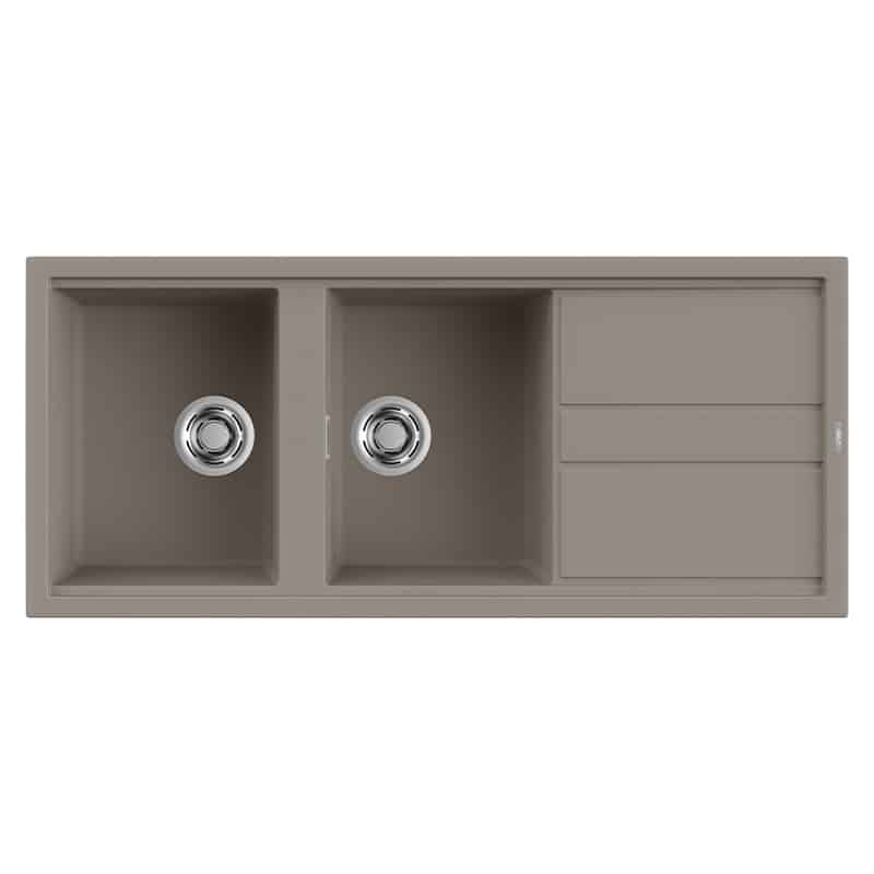 foto del prodotto lavello elleci incasso 2 vasche 116x51 best 500 keratek plus grigio dove grey lkb50093