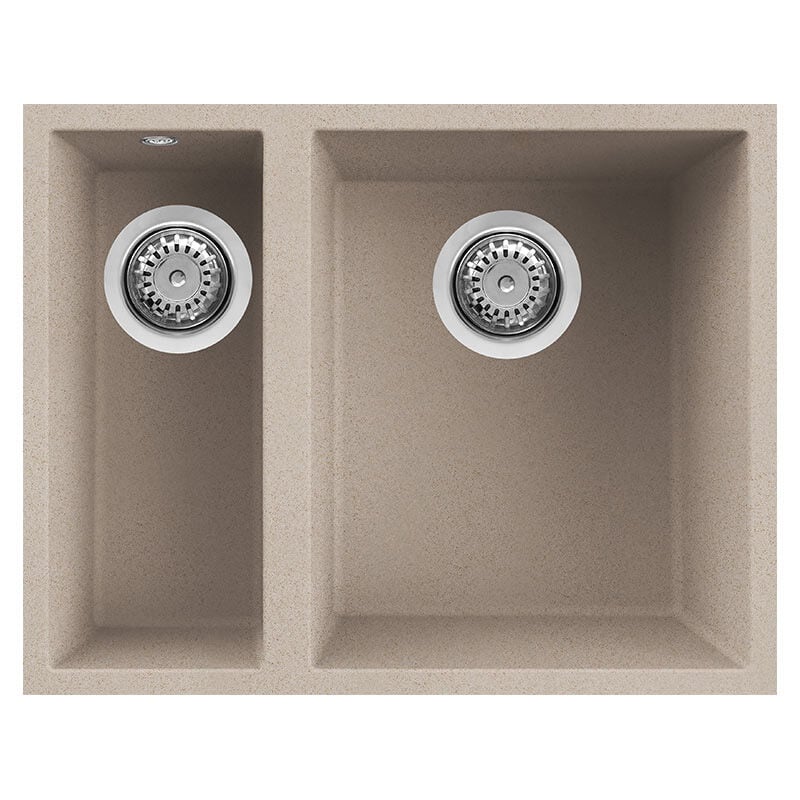 foto del prodotto lavello elleci incasso 2 vasche 56x44 quadra 150 sottotop granitek avena lgq15051bso