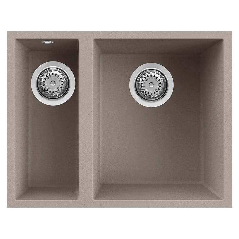foto del prodotto lavello elleci incasso 2 vasche 56x44 quadra 150 sottotop granitek grigio tortora lgq15043bso