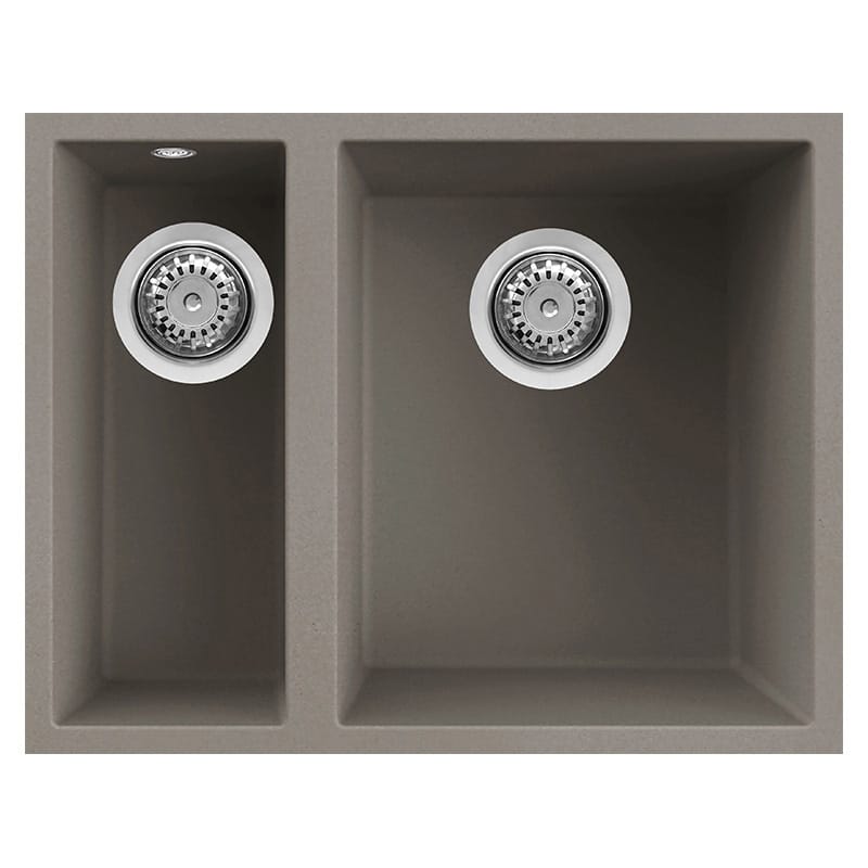 foto del prodotto lavello elleci incasso 2 vasche 56x44 quadra 150 sottotop keratek plus grigio dove grey lkq15093bso