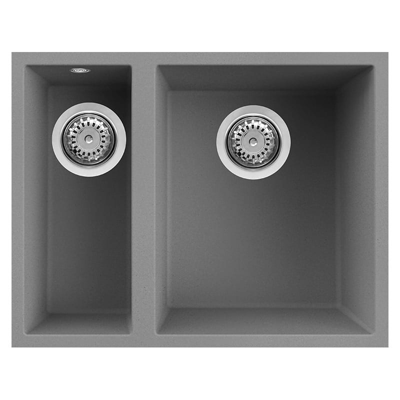 foto del prodotto lavello elleci incasso 2 vasche 56x44 quadra 150 sottotop metaltek grigio titanium lmq15073bso