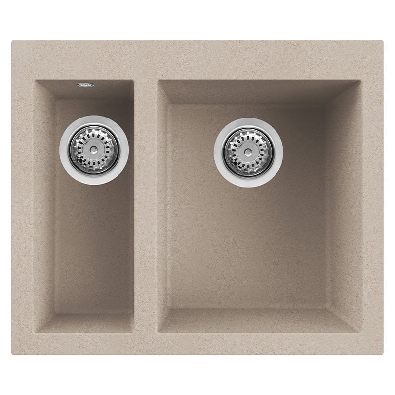 foto del prodotto lavello elleci incasso 2 vasche 59x50 quadra 150 granitek avena lgq15051