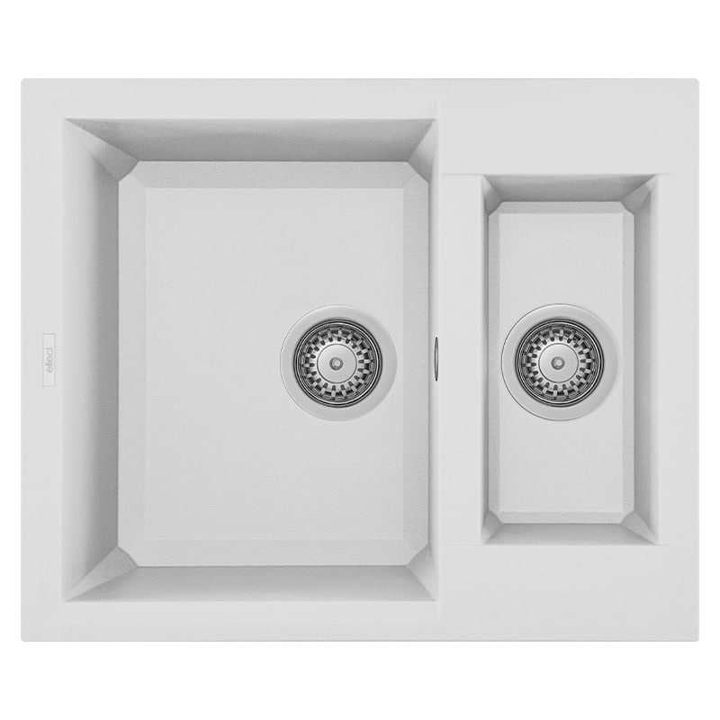 foto del prodotto lavello elleci incasso 2 vasche 60x50 easy 150 granitek bianco lgy15068