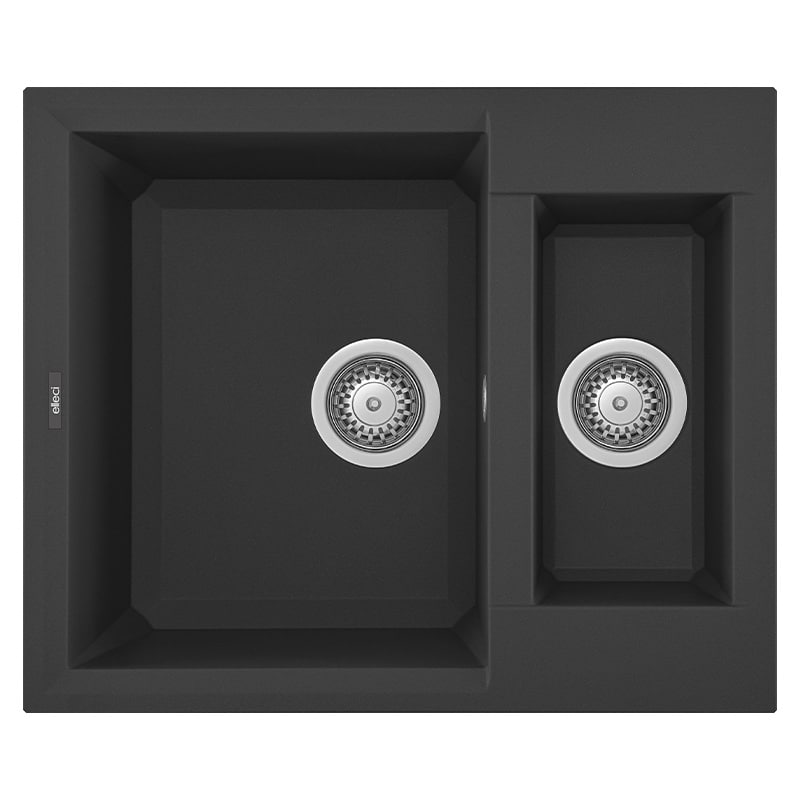 foto del prodotto lavello elleci incasso 2 vasche 60x50 easy 150 granitek nero lgy15040