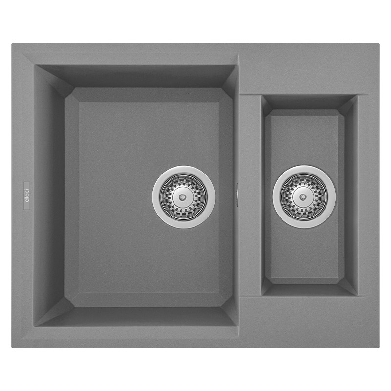 foto del prodotto lavello elleci incasso 2 vasche 60x50 easy 150 metaltek grigio titanium lmy15073
