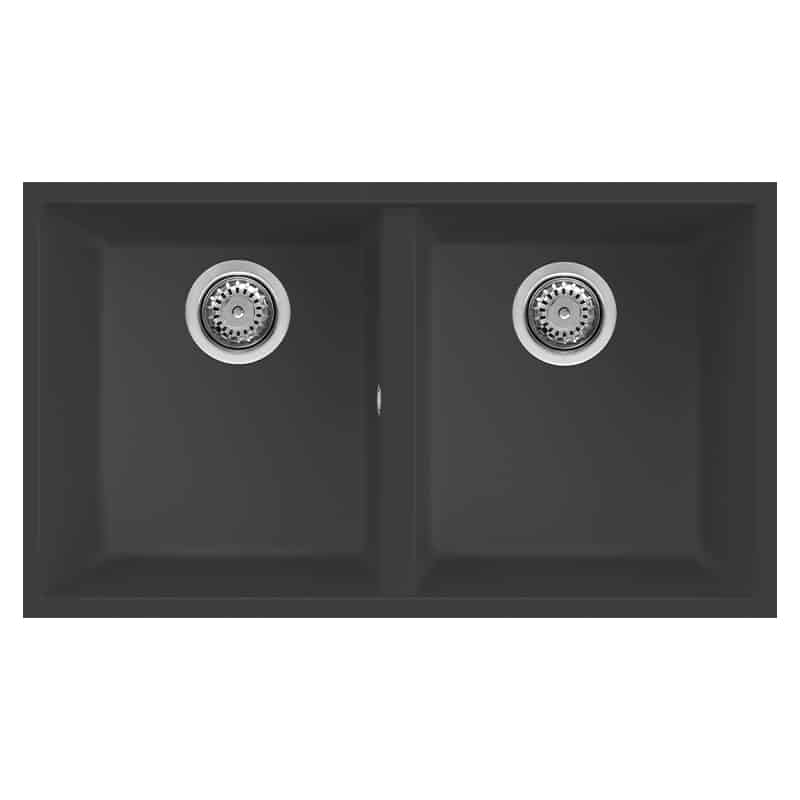 foto del prodotto lavello elleci incasso 2 vasche 76x43,5 quadra 350 sottotop granitek antracite lgq35059bso