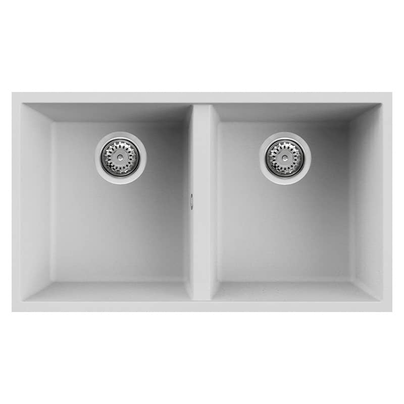 foto del prodotto lavello elleci incasso 2 vasche 76x43,5 quadra 350 sottotop granitek bianco lgq35068bso