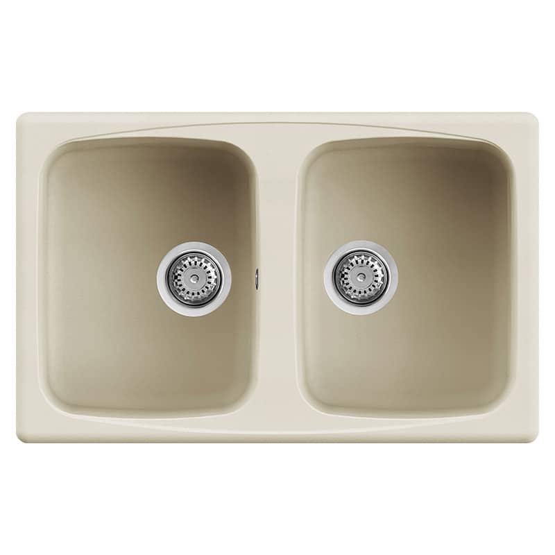 foto del prodotto lavello elleci incasso 2 vasche 79x50 master 350 granitek bianco antico lgm35062