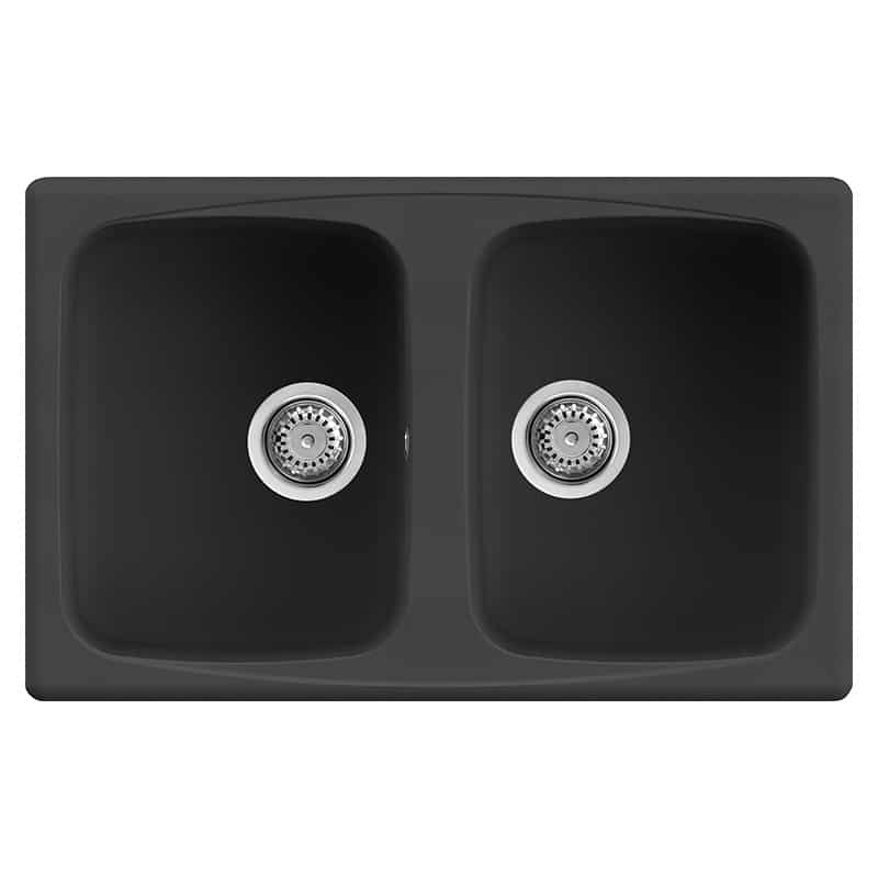 foto del prodotto lavello elleci incasso 2 vasche 79x50 master 350 granitek nero lgm35040
