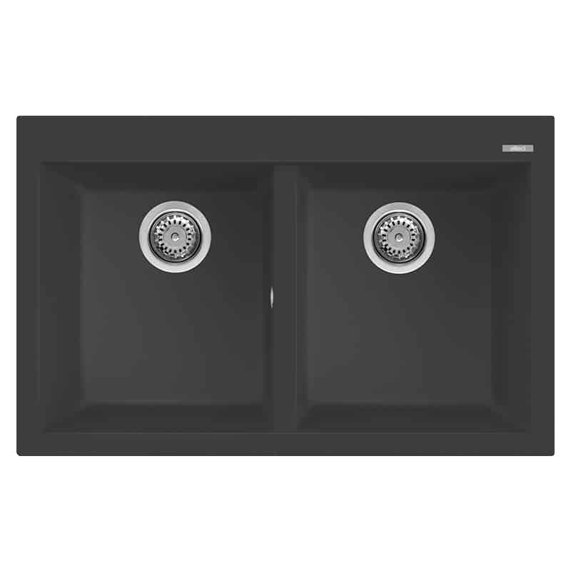 foto del prodotto lavello elleci incasso 2 vasche 79x50 quadra 350 granitek antracite lgq35059