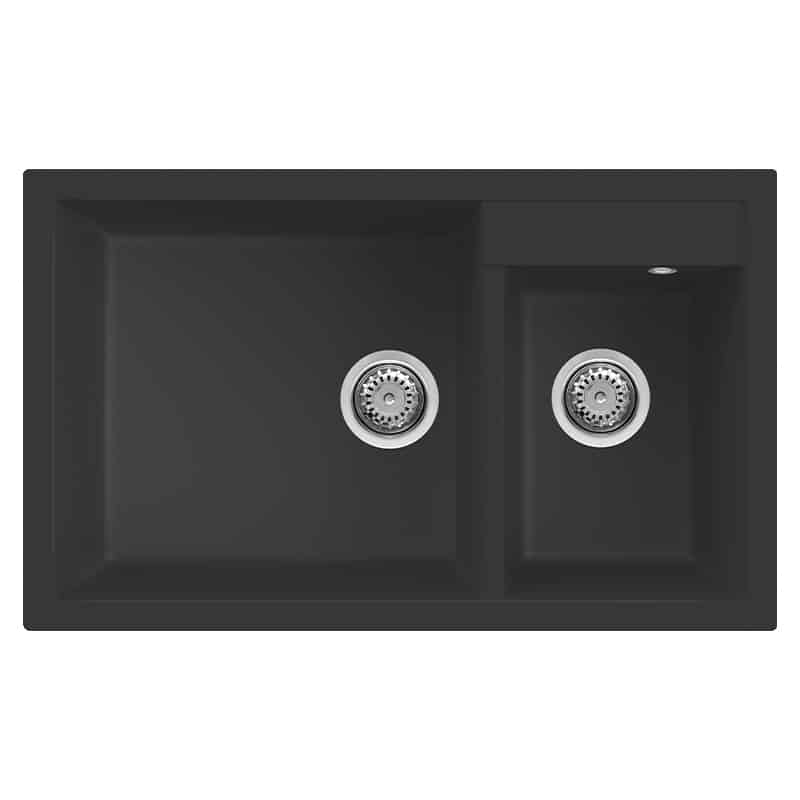 foto del prodotto lavello elleci incasso 2 vasche 81,5x50 quadra 440 granitek nero lgq44040