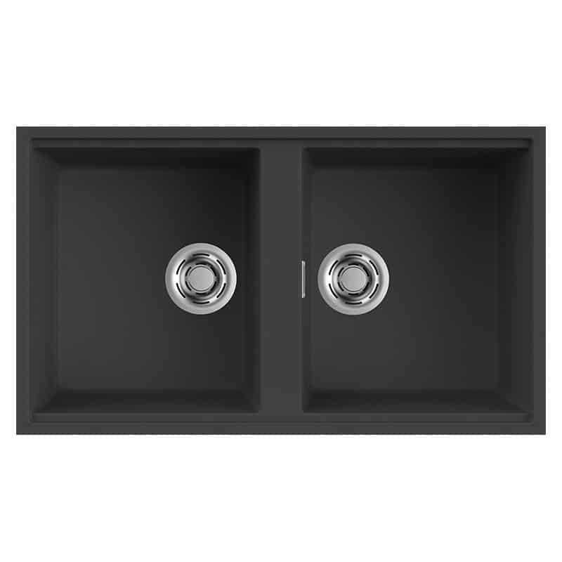 foto del prodotto lavello elleci incasso 2 vasche 83,6x48,8 best 450 sottotop granitek antracite lgb45059bso