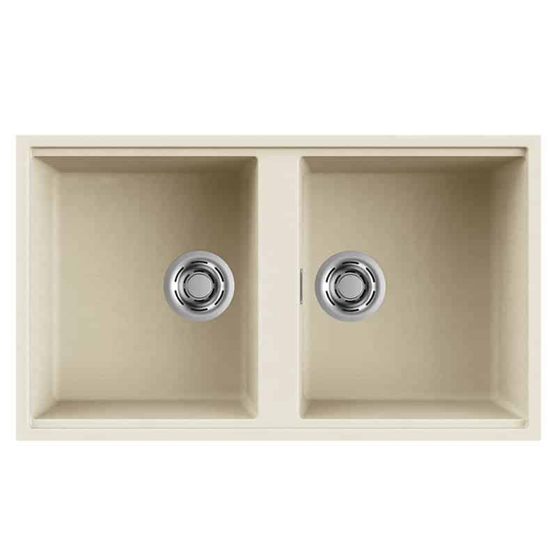 foto del prodotto lavello elleci incasso 2 vasche 83,6x48,8 best 450 sottotop granitek bianco antico lgb45062bso