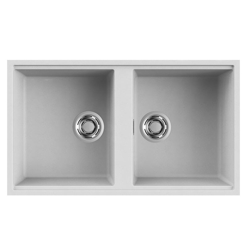 foto del prodotto lavello elleci incasso 2 vasche 83,6x48,8 best 450 sottotop granitek bianco lgb45068bso