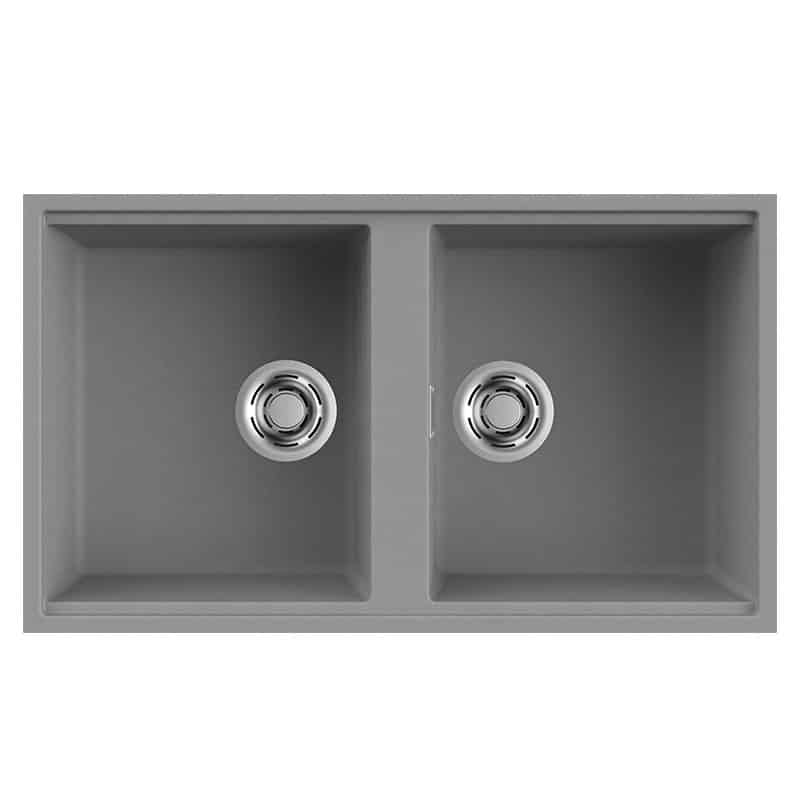 foto del prodotto lavello elleci incasso 2 vasche 83,6x48,8 best 450 sottotop granitek grigio cemento lgb45048bso