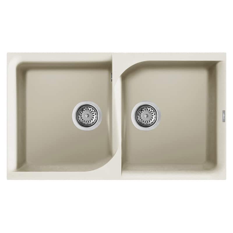 foto del prodotto lavello elleci incasso 2 vasche 86x50 ego 450 granitek bianco antico lge45062
