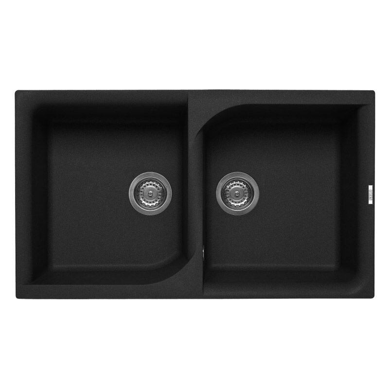 foto del prodotto lavello elleci incasso 2 vasche 86x50 ego 450 keratek plus black nero assoluto lke45086
