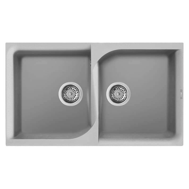 foto del prodotto lavello elleci incasso 2 vasche 86x50 ego 450 metaltek grigio aluminium lme45079