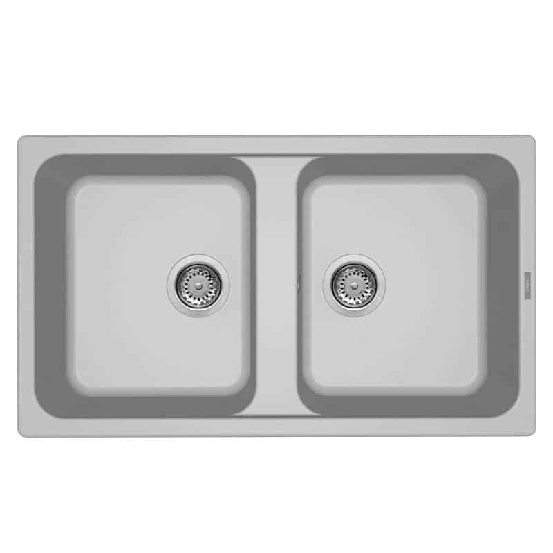 foto del prodotto lavello elleci incasso 2 vasche 86x50 life 450 granitek grigio aluminium lm245079