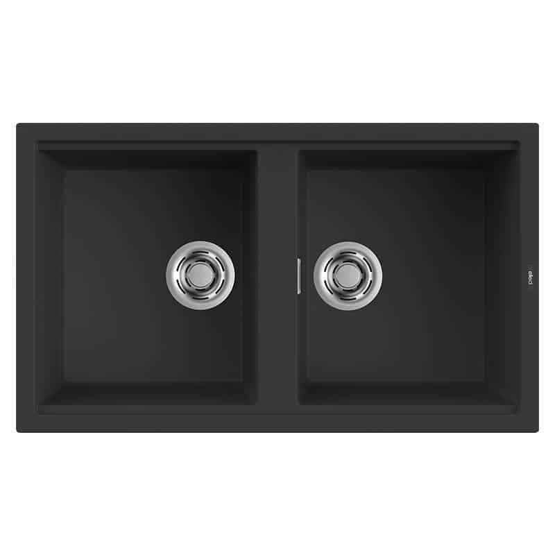 foto del prodotto lavello elleci incasso 2 vasche 86x51 best 450 granitek nero lgb45040