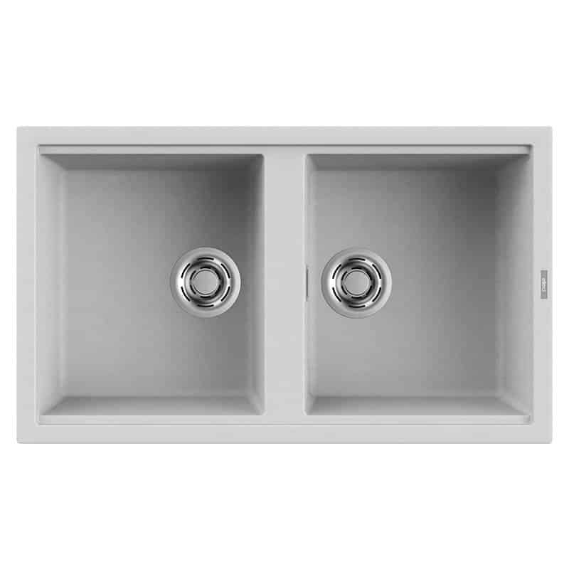 foto del prodotto lavello elleci incasso 2 vasche 86x51 best 450 metaltek grigio aluminium lmb45079